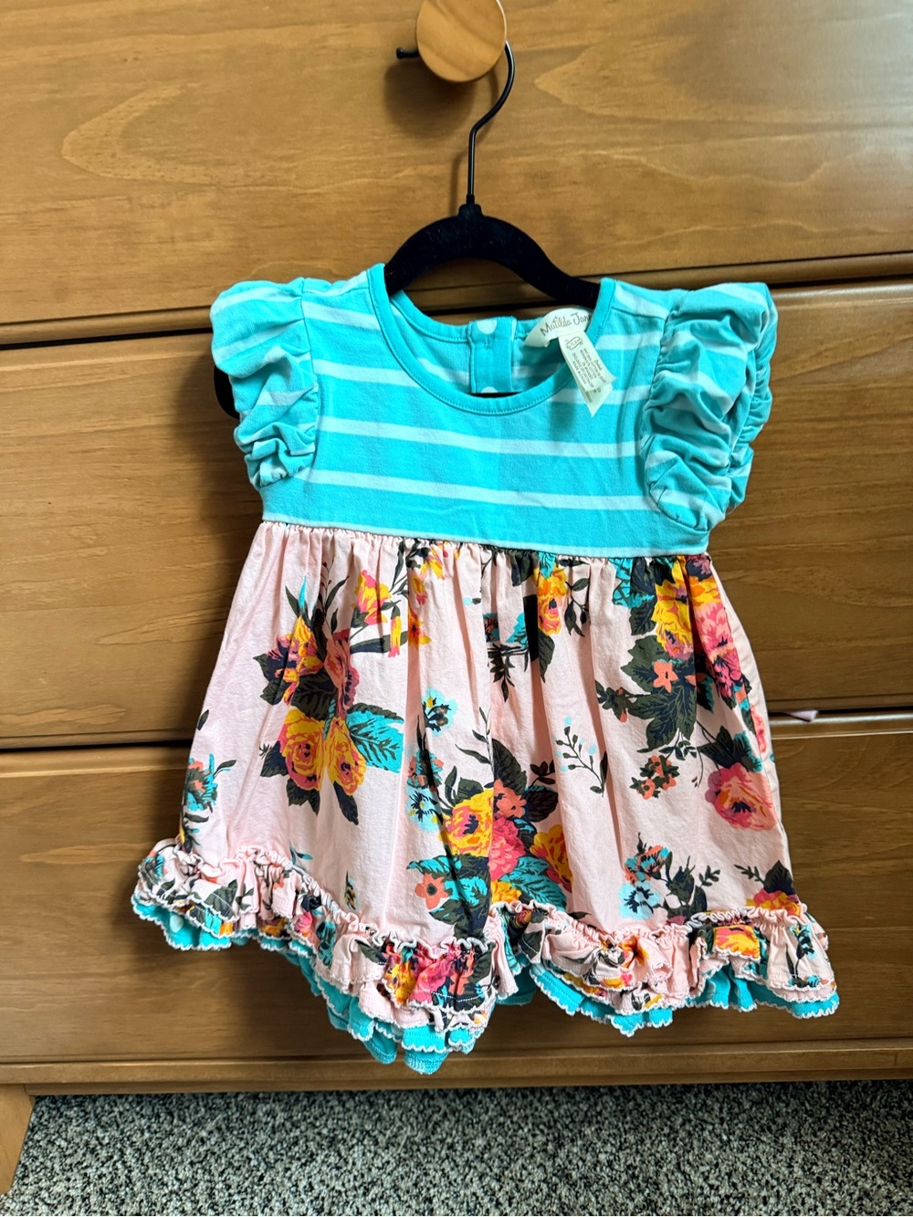 Matilda Jane Baby Aqua & Blush Floral Ruffle Dress